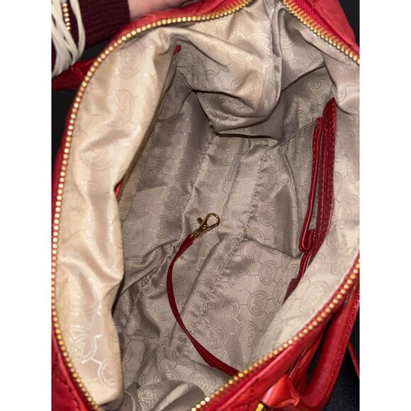 Michael Kors Red Quilted Leather Shoulder Handbag With Gold Chain Strap - Picture 8 of 10